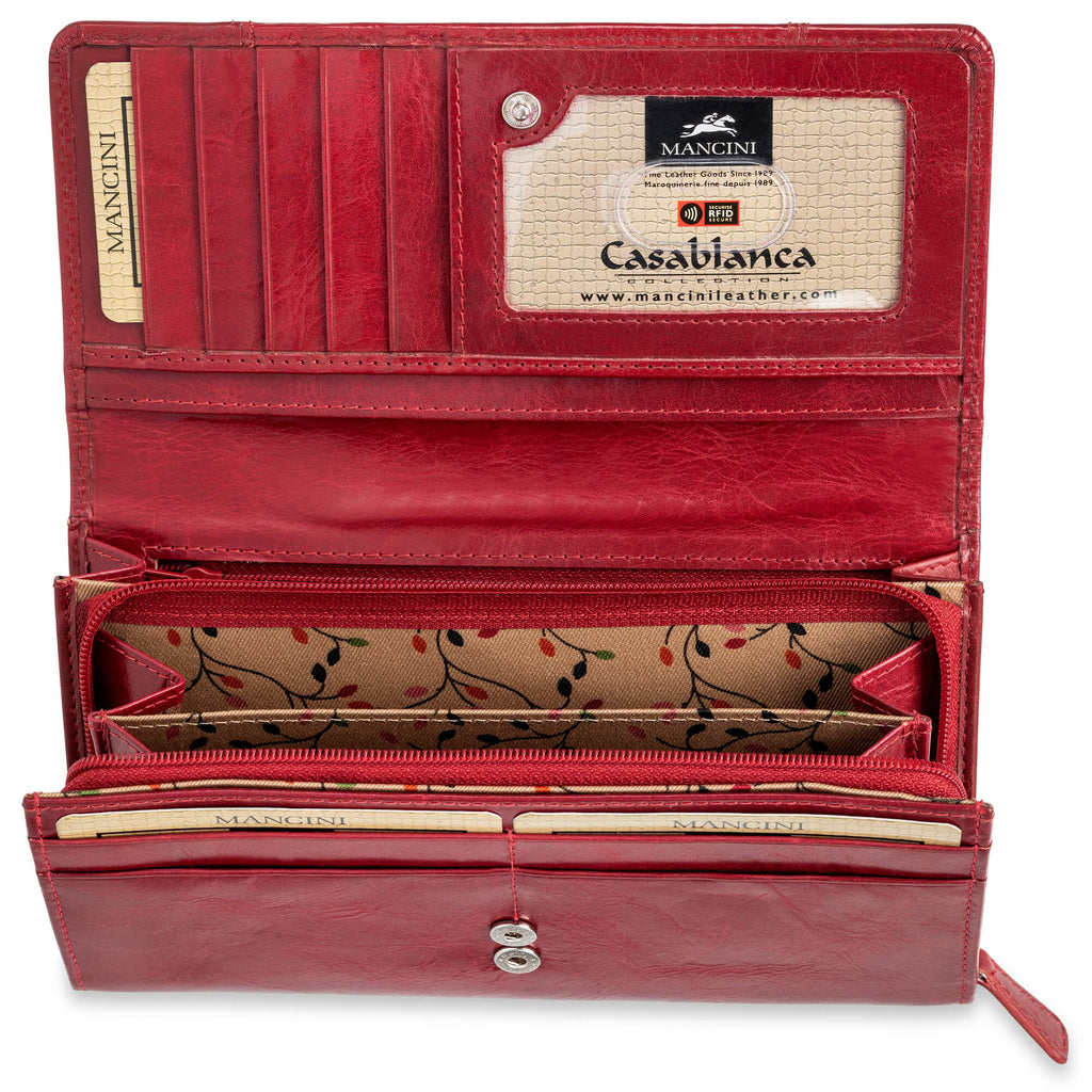 Mancini Casablanca Ladies' RFID Secure Medium Clutch Wallet Mancini