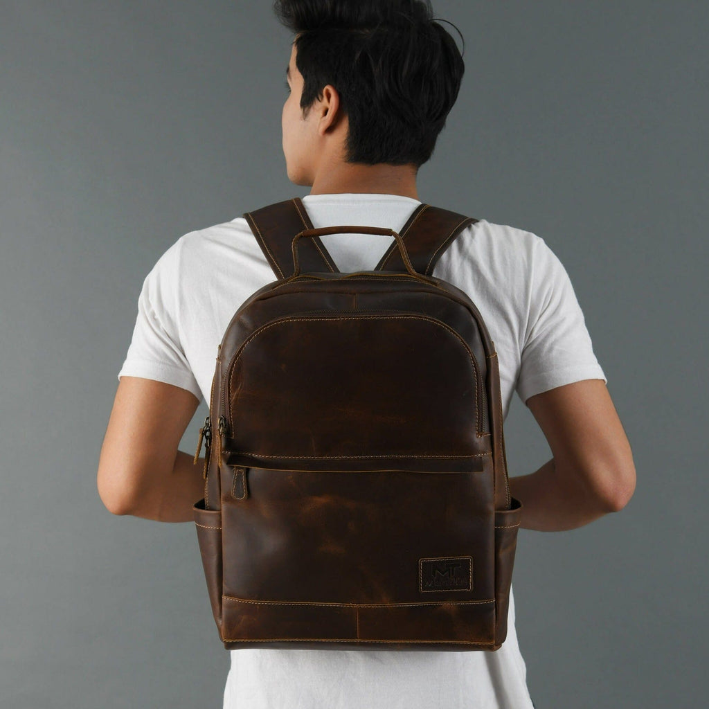 MaheTri Cambridge Unisex Buffalo Leather Backpack Classy Leather Bags