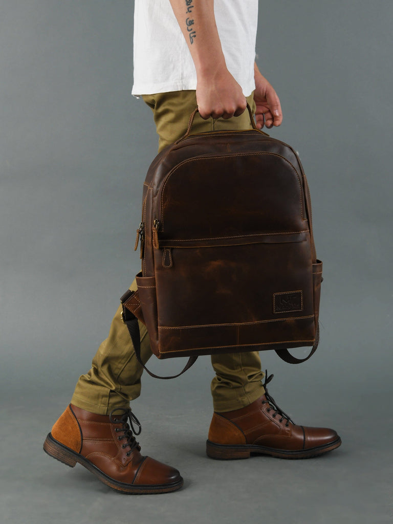 MaheTri Cambridge Unisex Buffalo Leather Backpack Classy Leather Bags