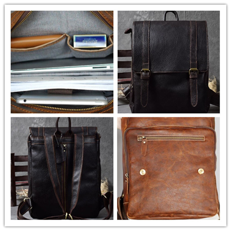 Full Grain Leather Men's Backpack, Distressed Leather Travel Backpack, Laptop Backpack RockCow Leather Studio