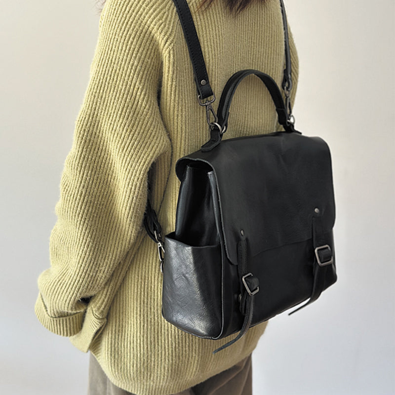 Vintage Womens Leather Backpack, Handmade Full Grain Leather Backpack, Women's Leather Backpack for School RockCow Leather Studio