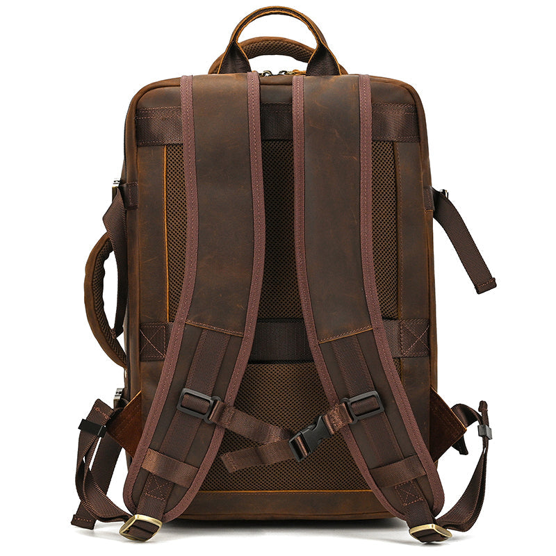 Full Grain Leather Travel Backpack Mens Large Leather Backpack Laptop Backpack Convertible Handbag RockCow Leather Studio