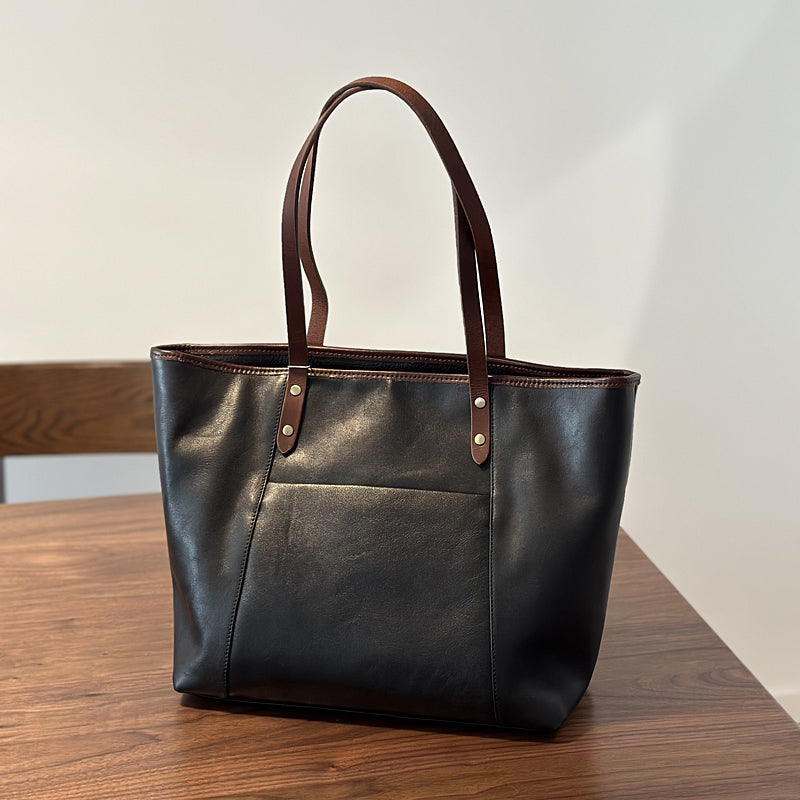 Large Capacity Leather Tote Bag, Leather Travel Tote Bag for Women, Full Grain Leather Shoulder Bag for Work RockCow Leather Studio