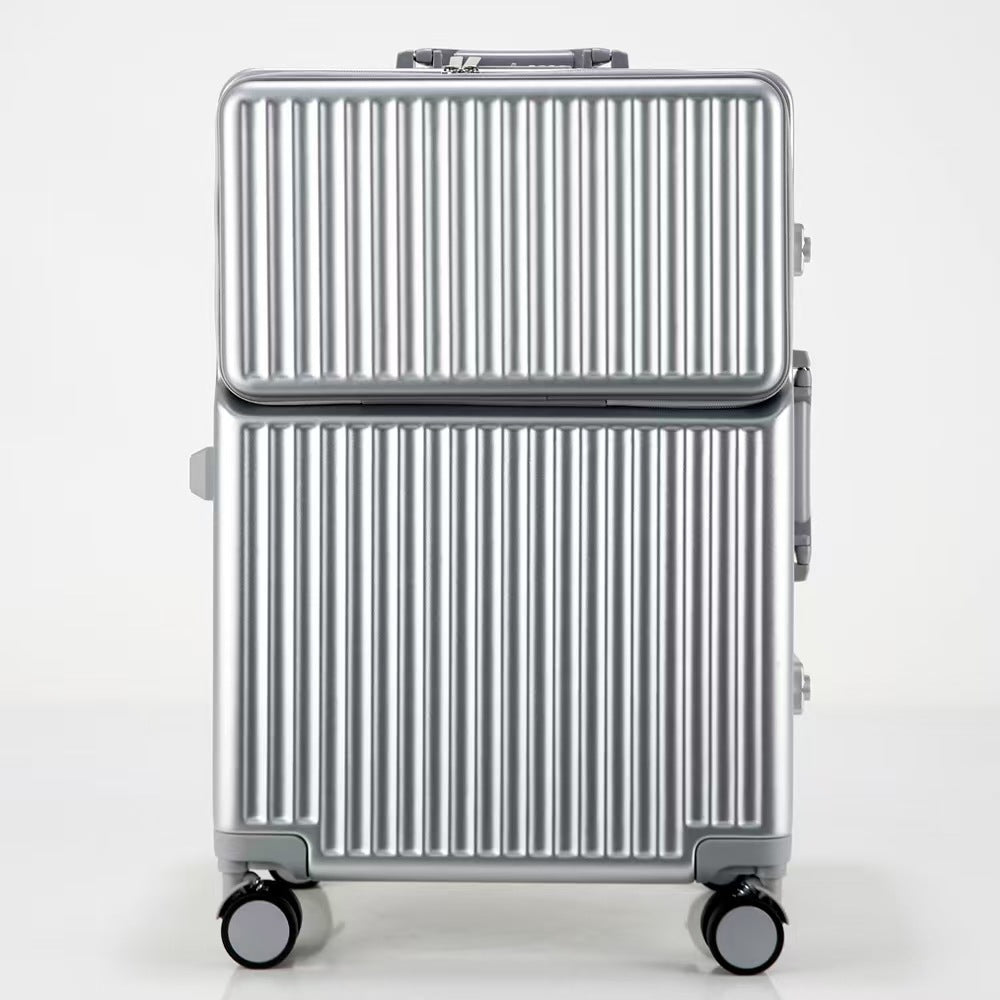 Suitcase Travel Luggage Trolley Front-Opening Large Capacity Aluminum Frame Carry-On Cabin Bag Social Buzz eSIMs