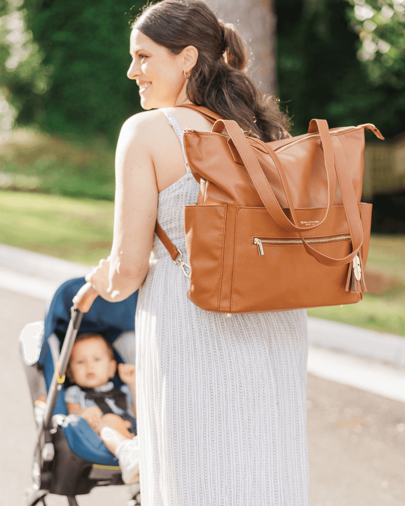 The Lillian Diaper Bag - Cognac Baldwin Baby Company