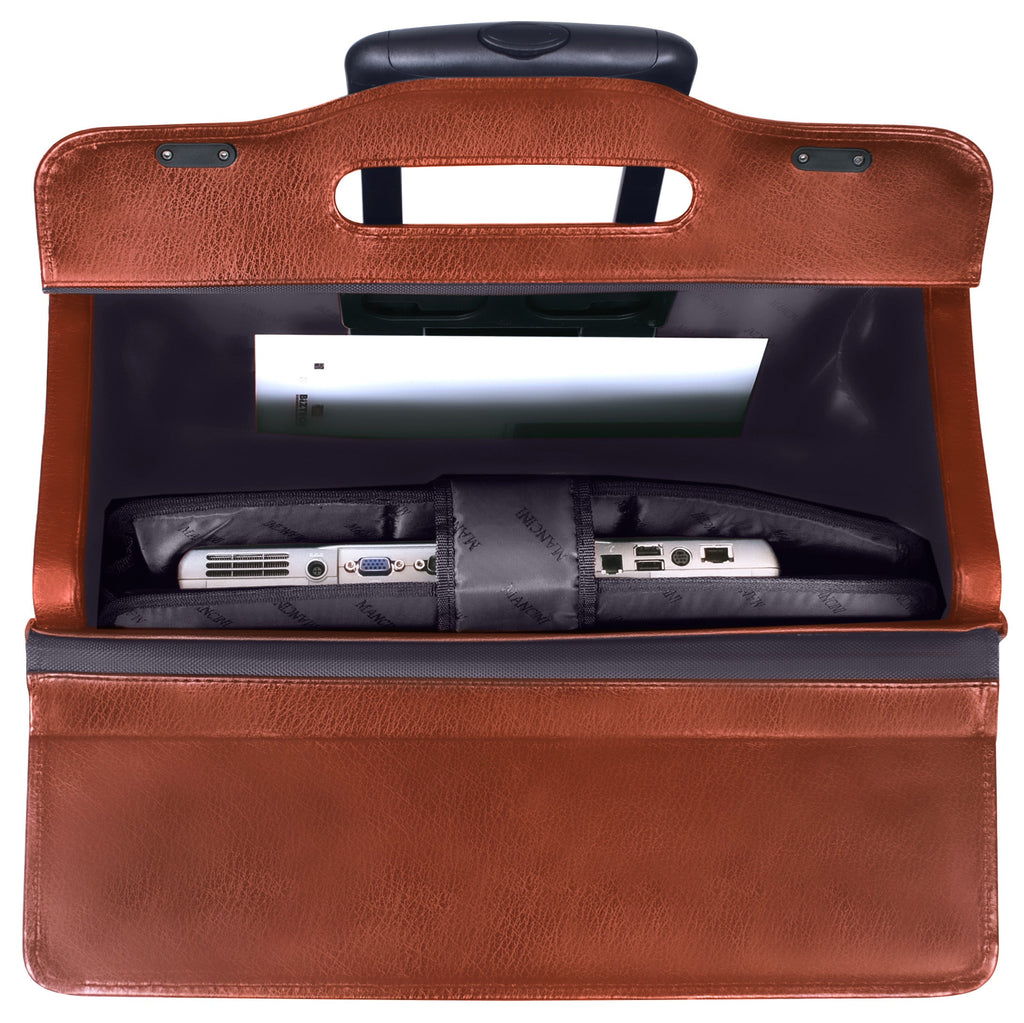 Mancini Leather Goods Deluxe Wheeled Catalog Case Mancini