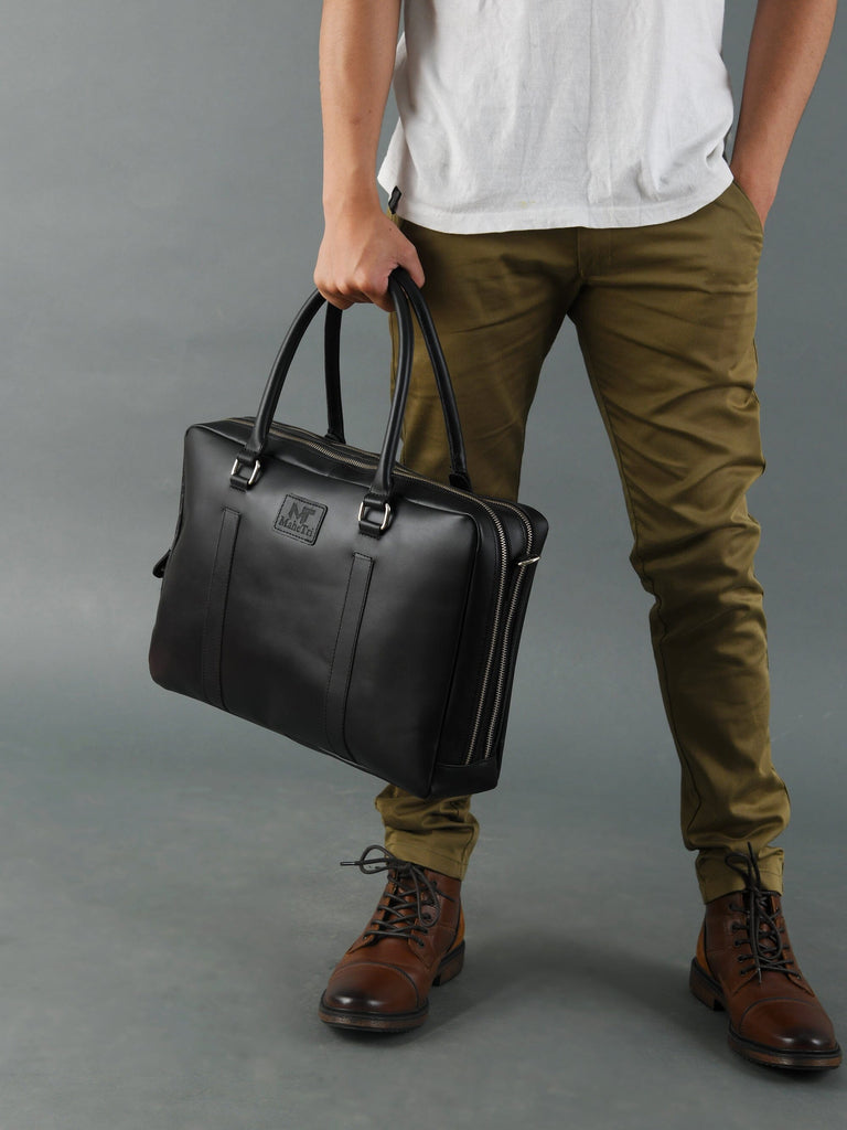 Dixon Black Buffalo Leather Laptop Briefcase Classy Leather Bags