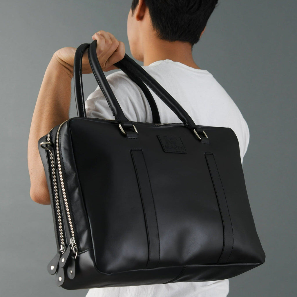 Dixon Black Buffalo Leather Laptop Briefcase Classy Leather Bags
