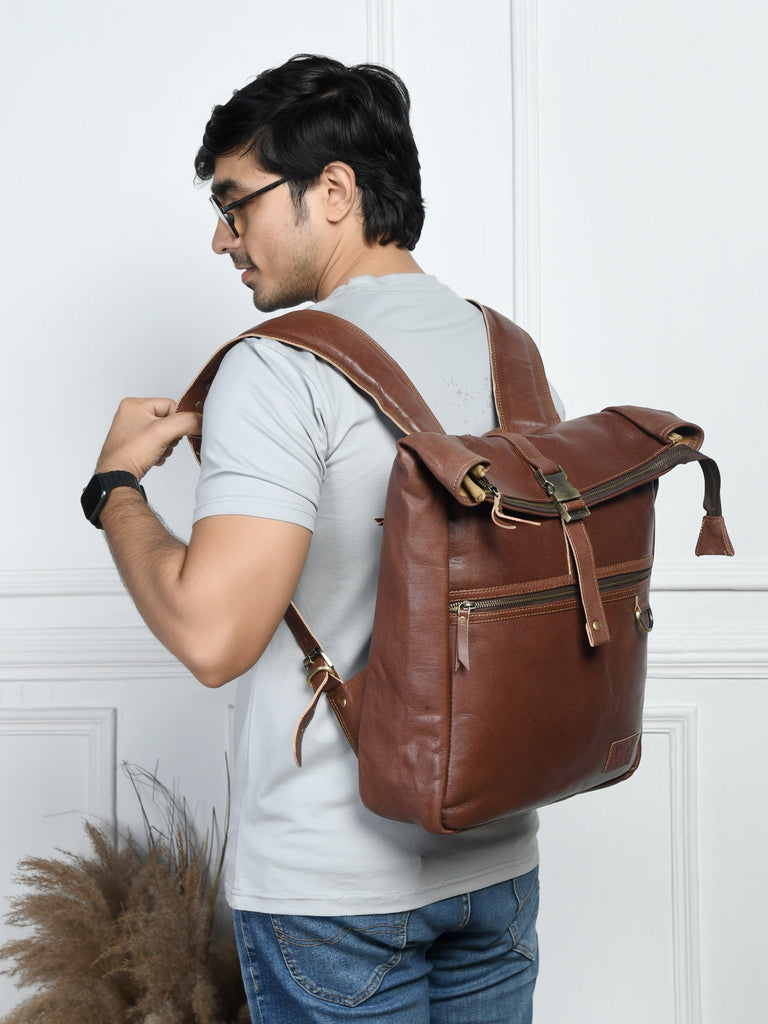 Ortiz Roll-Top Backpack- Vintage Classy Leather Bags