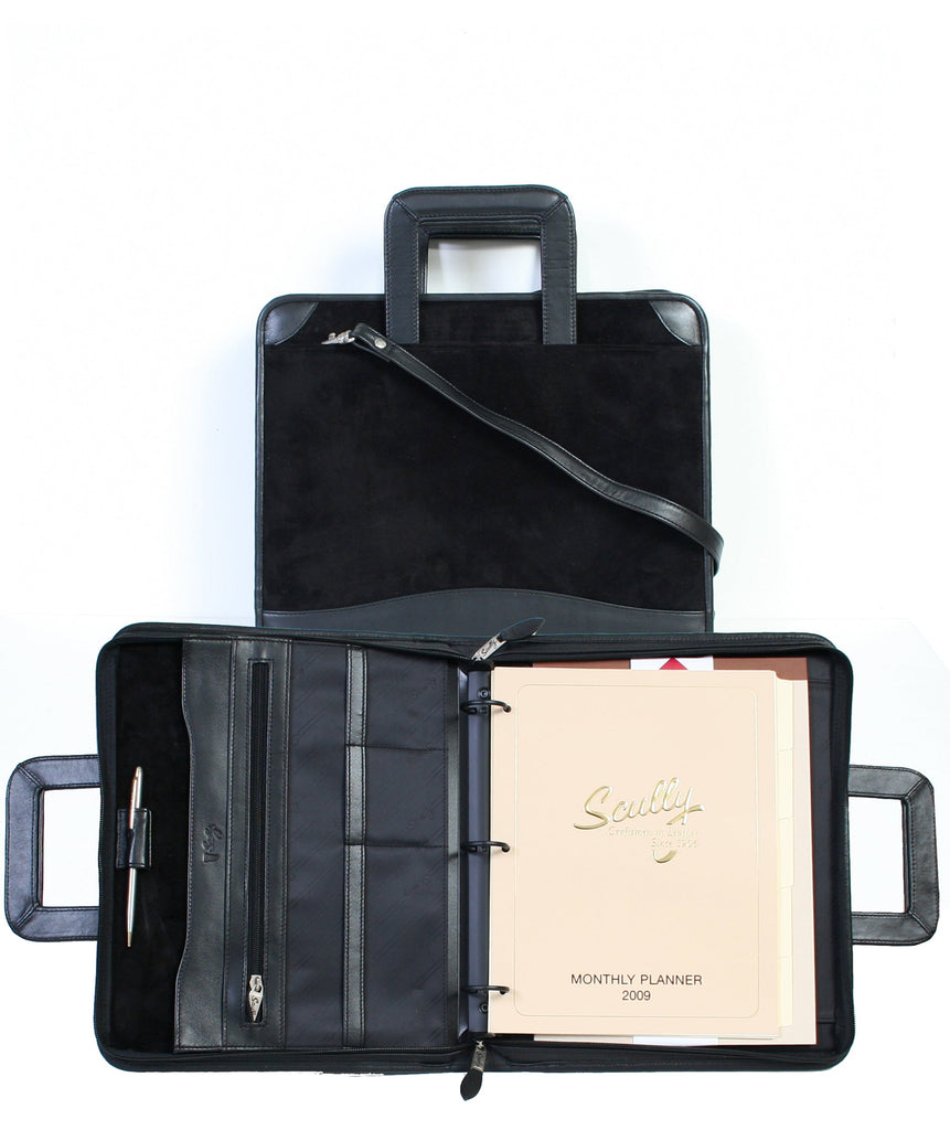 Scully Leather Soft Plonge Suede Zip Binder With Drop Handles Scully