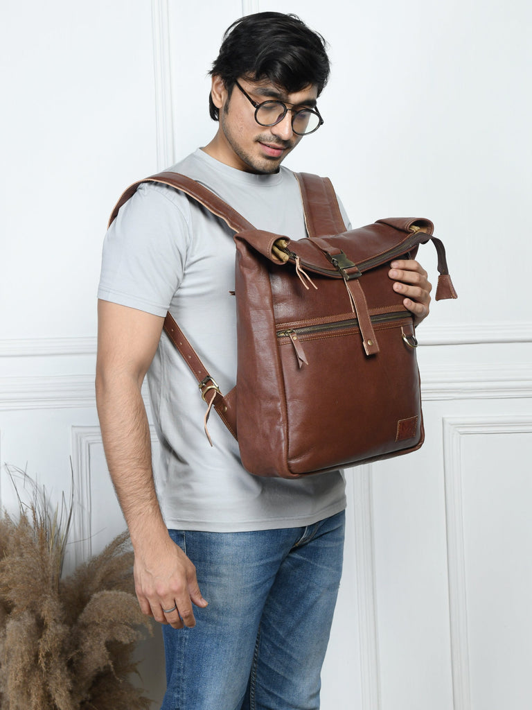 Ortiz Roll-Top Backpack- Vintage Classy Leather Bags