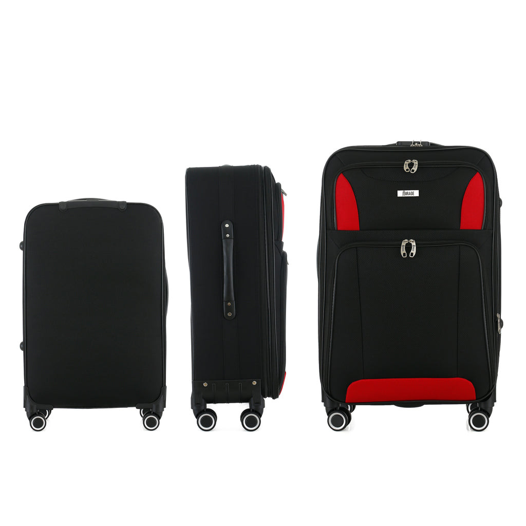 Casey Soft side Lightweight Expandable with 360° Dual Spinning Wheels and Combo Lock – Includes 28", 24", 20" 3-Piece Luggage Set