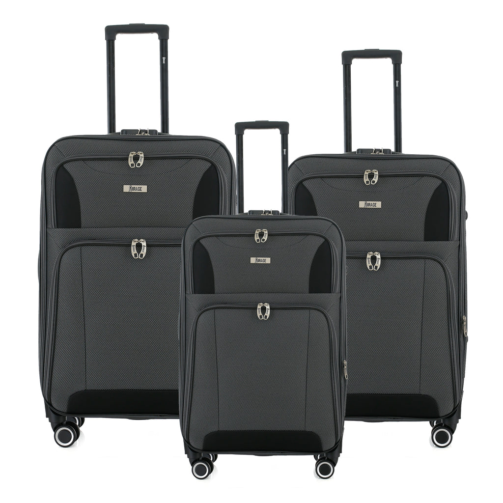 Casey Soft side Lightweight Expandable with 360° Dual Spinning Wheels and Combo Lock – Includes 28", 24", 20" 3-Piece Luggage Set