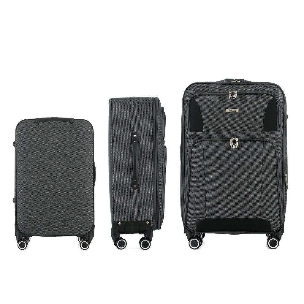 Casey Soft side Lightweight Expandable with 360° Dual Spinning Wheels and Combo Lock – Includes 28", 24", 20" 3-Piece Luggage Set