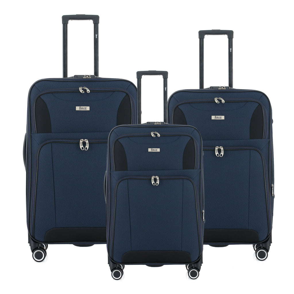 Casey Soft side Lightweight Expandable with 360° Dual Spinning Wheels and Combo Lock – Includes 28", 24", 20" 3-Piece Luggage Set