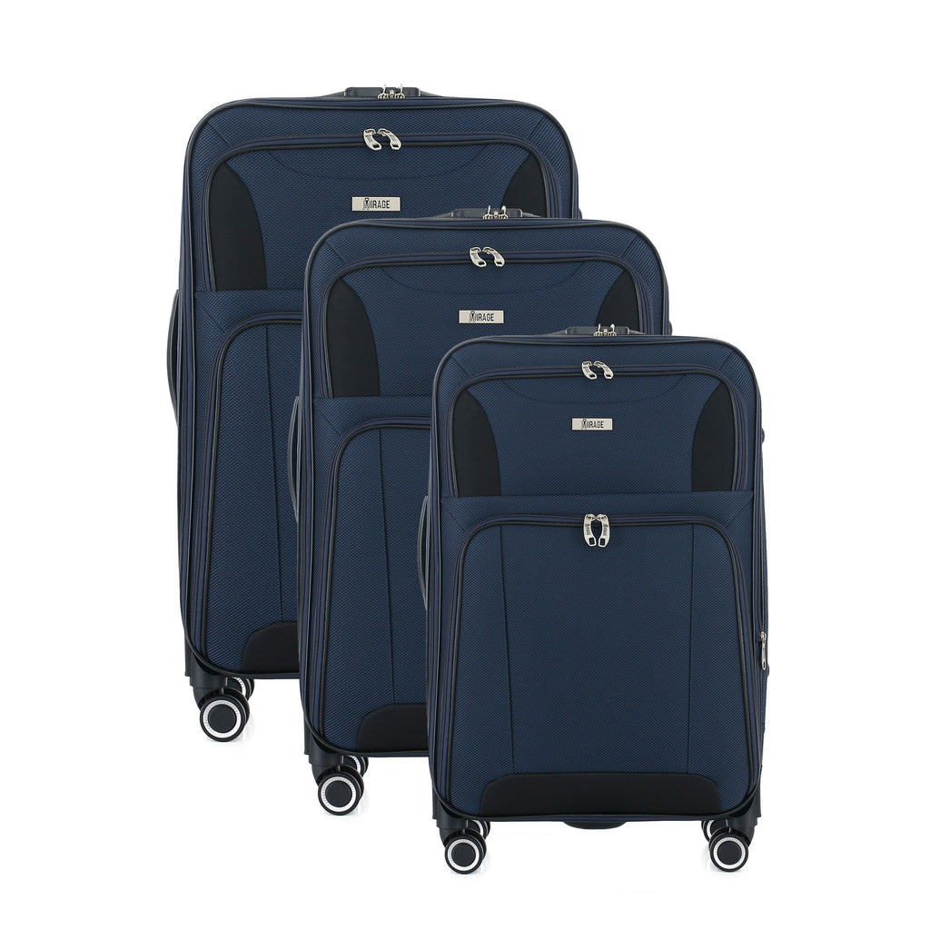 Casey Soft side Lightweight Expandable with 360° Dual Spinning Wheels and Combo Lock – Includes 28", 24", 20" 3-Piece Luggage Set