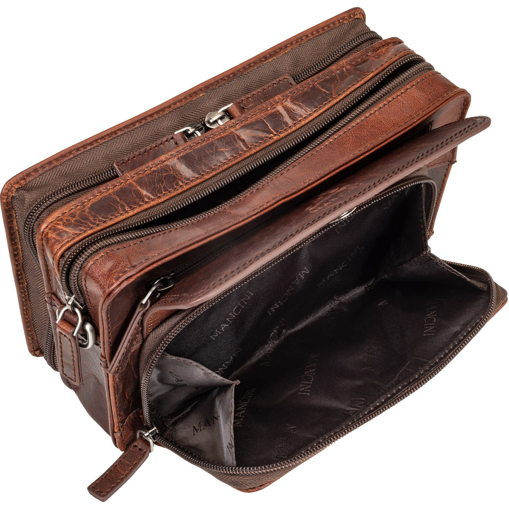 Mancini Buffalo Unisex Bag with Zippered Organizer Pocket Mancini