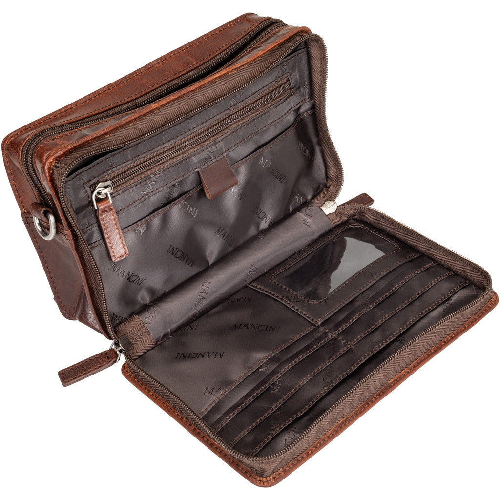 Mancini Buffalo Unisex Bag with Zippered Organizer Pocket Mancini