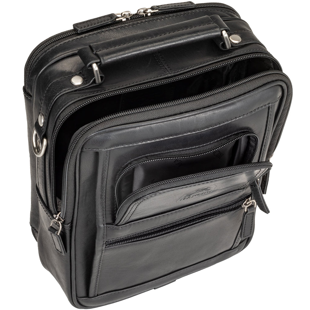 Mancini Buffalo Large Unisex Bag with Zippered Rear Organizer Mancini
