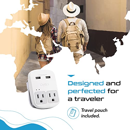 World-Way 13 Travel Adapter Kit | 2 USB + 2 US Outlets - Grounded (WPS-2B+ALL) Ceptics