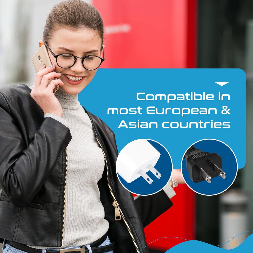 USA / N. America to Europe Travel Adapter - Non-Grounded (UP-12AE, 12 Pack) Ceptics