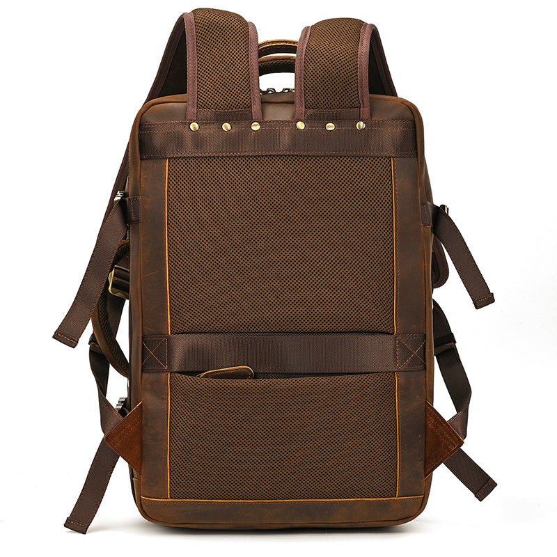 Full Grain Leather Travel Backpack Mens Large Leather Backpack Laptop Backpack Convertible Handbag RockCow Leather Studio