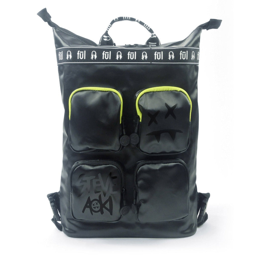 Steve Aoki FŪL Fang Black Convertible Tote Backpack Ful Luggage