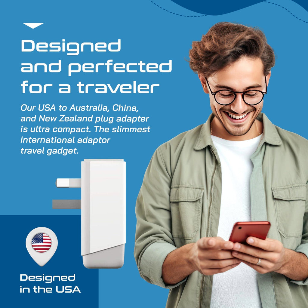 Australia, China Travel Adapter | Type I - USB-A & USB-C Ports + 2 USA Outlet (AP-16) Ceptics