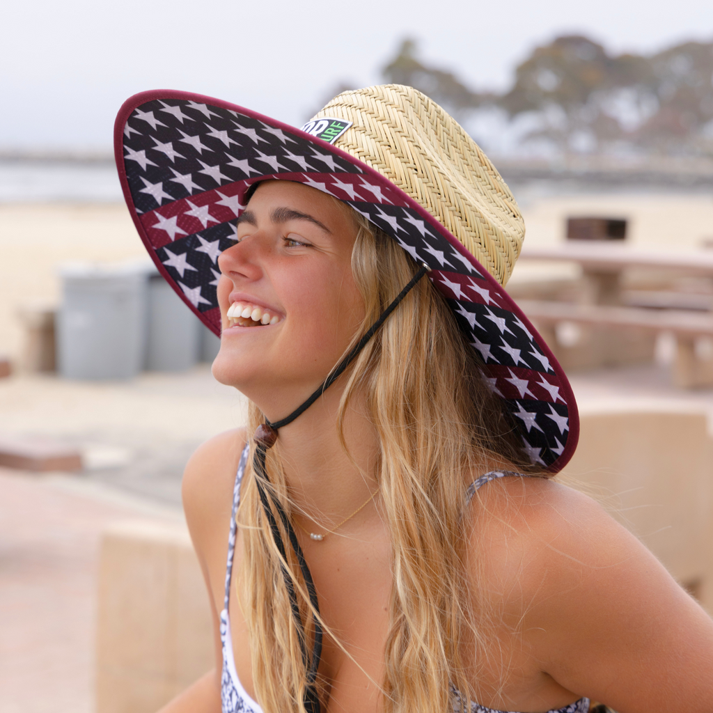 Straw Lifeguard Sun Hats for Adults - Patriotic COR Surf