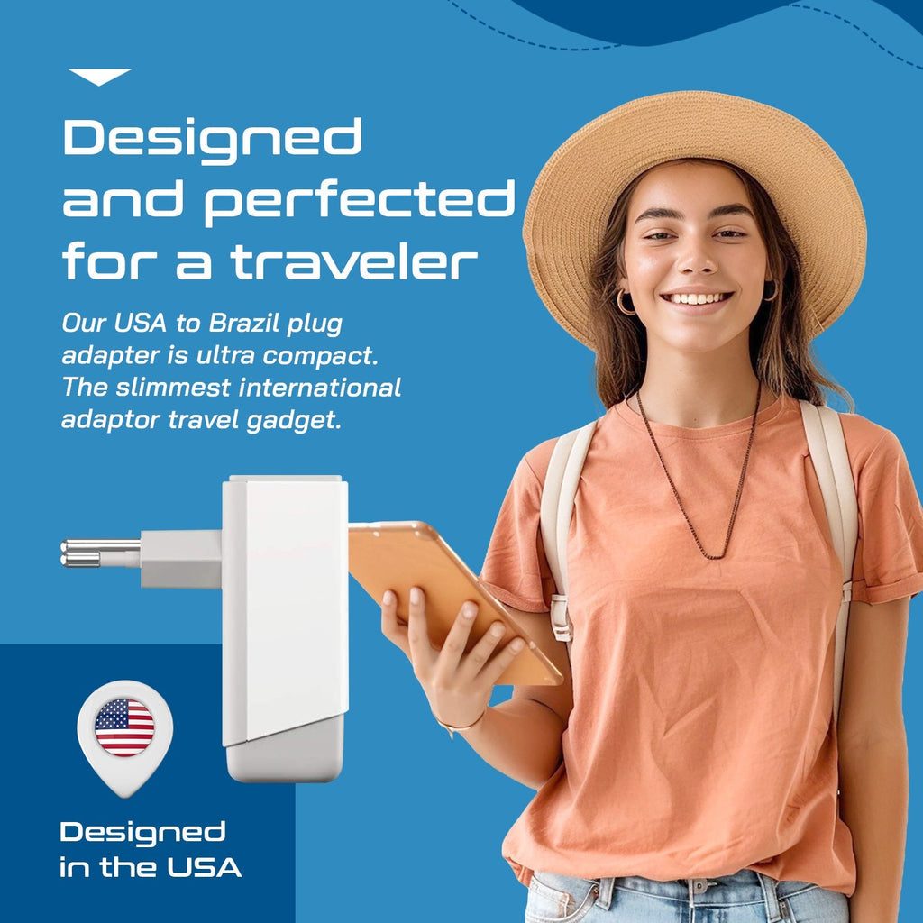 Brazil Travel Adapter | Type N - USB-A & USB-C Ports + 2 USA Outlet (AP-11C) Ceptics
