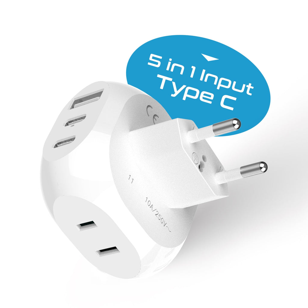 European Travel Plug Adapter - Type C - 5 in 1 - Ultra Compact (PTU-9C) Ceptics