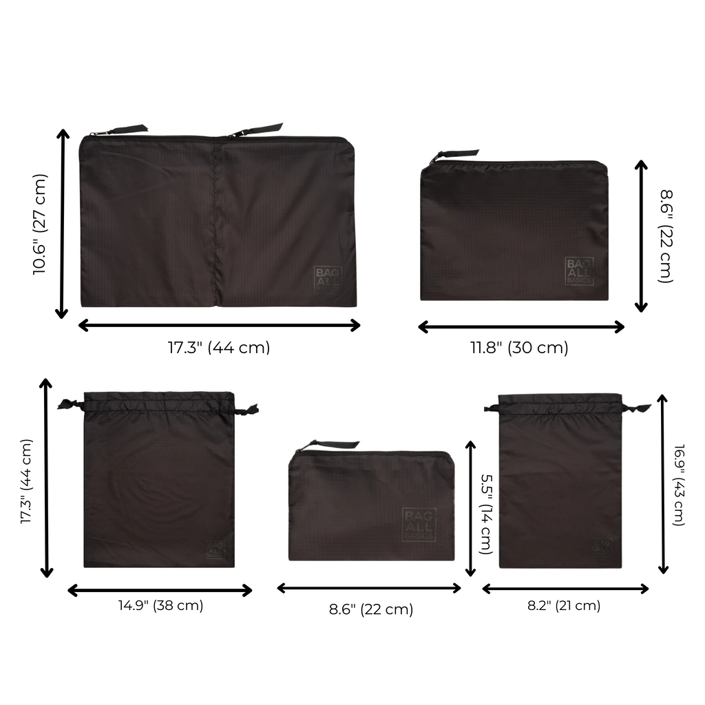 Compression Cubes & Packing Bags Set, 8-pack, Black Bag-all