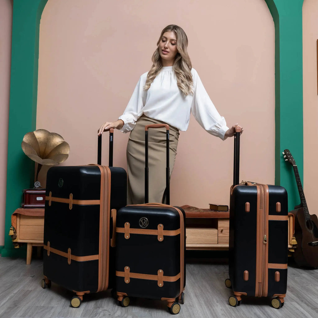 Grace 3 Piece Expandable Retro Luggage Set Travellty