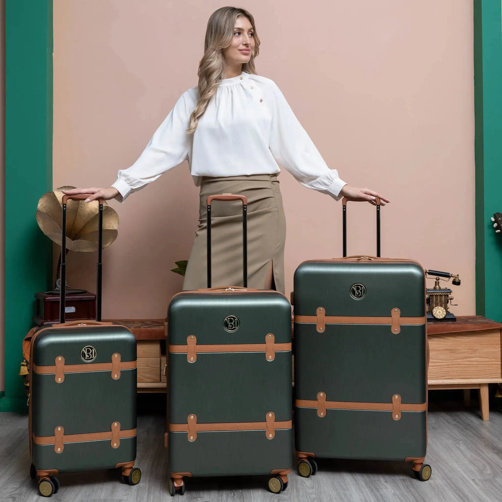 Grace 3 Piece Expandable Retro Luggage Set Travellty