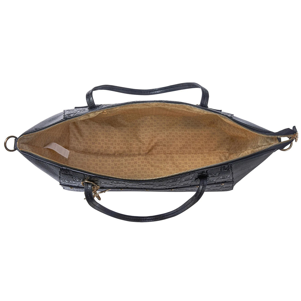 Caroline Vegan Leather Monogram Weekender Duffel Bag Travellty