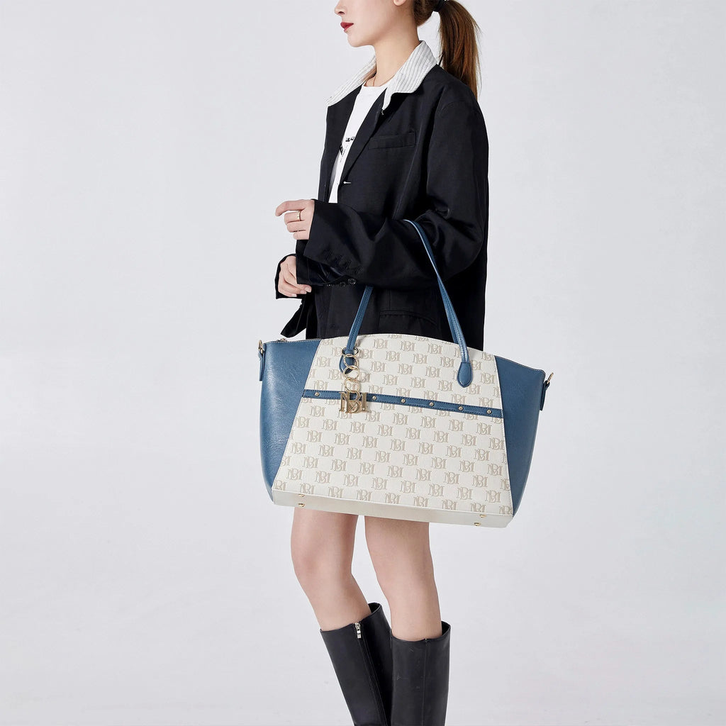 Caroline Vegan Leather Monogram Weekender Duffel Bag Travellty