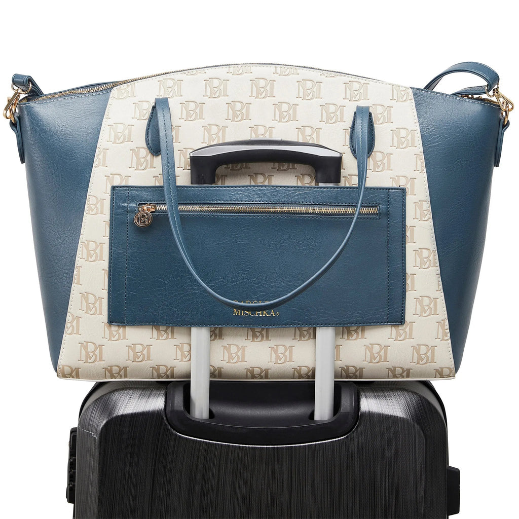 Caroline Vegan Leather Monogram Weekender Duffel Bag Travellty