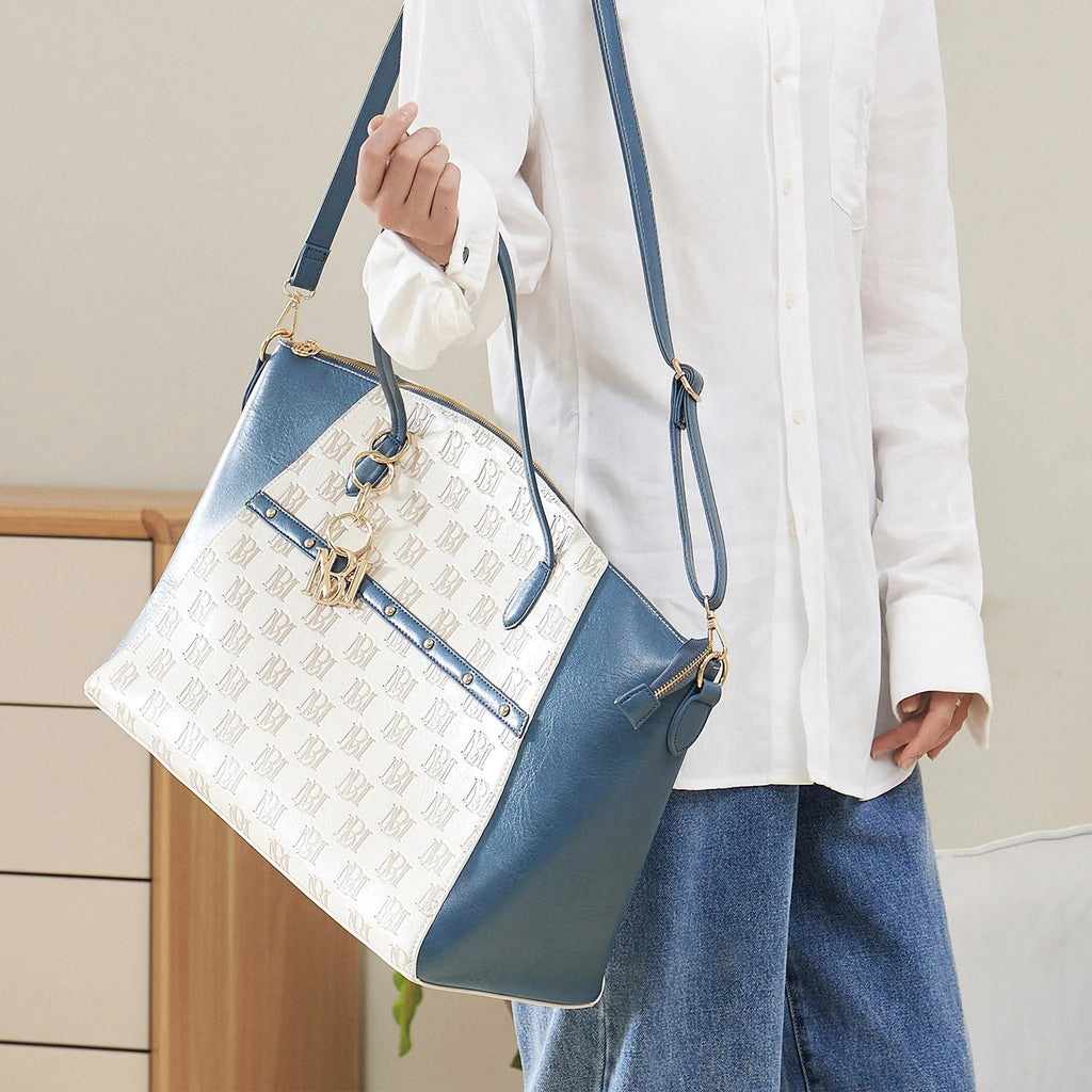 Caroline Vegan Leather Monogram Weekender Duffel Bag Travellty