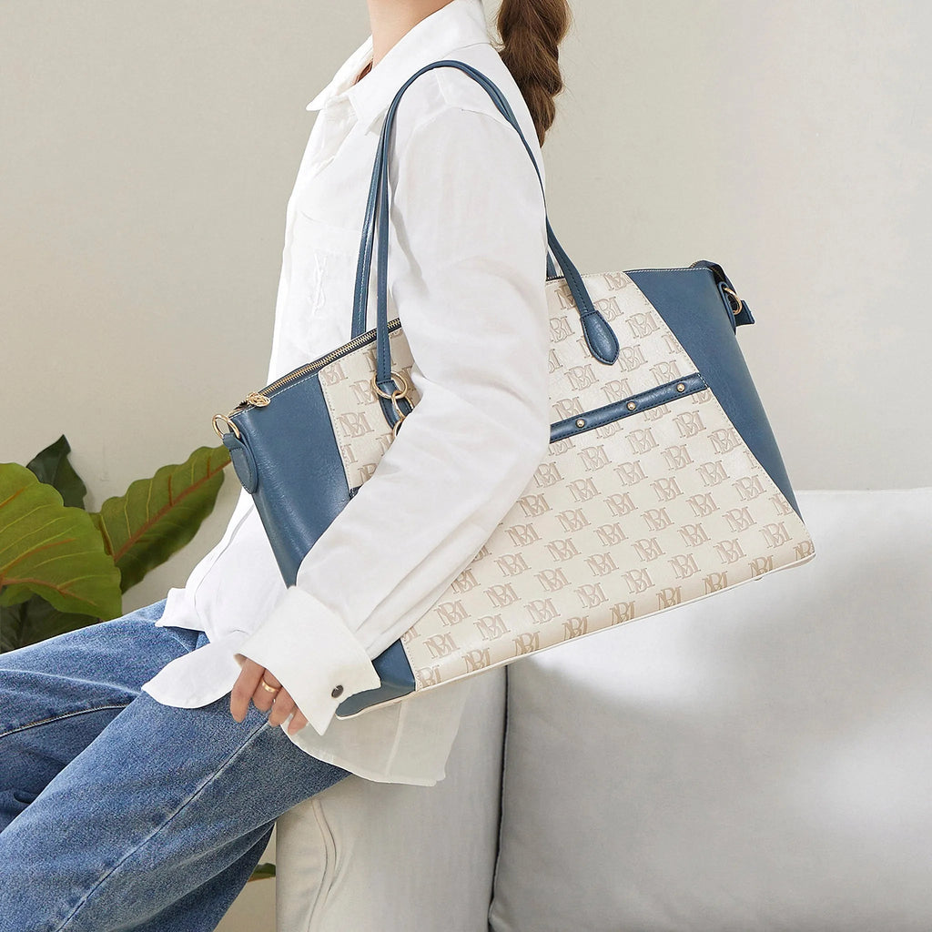 Caroline Vegan Leather Monogram Weekender Duffel Bag Travellty