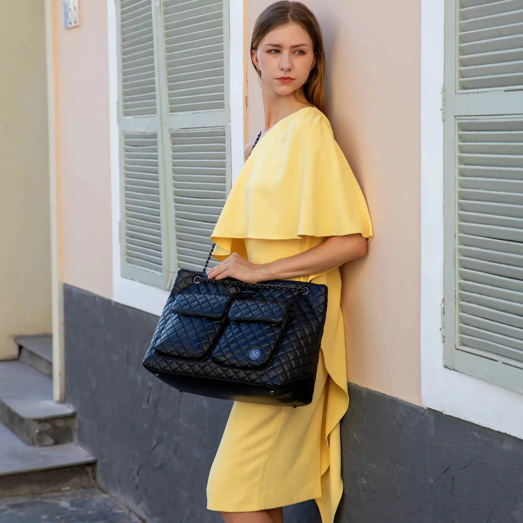 Diana Quilted Vegan Leather Weekender Duffel Bag Travellty