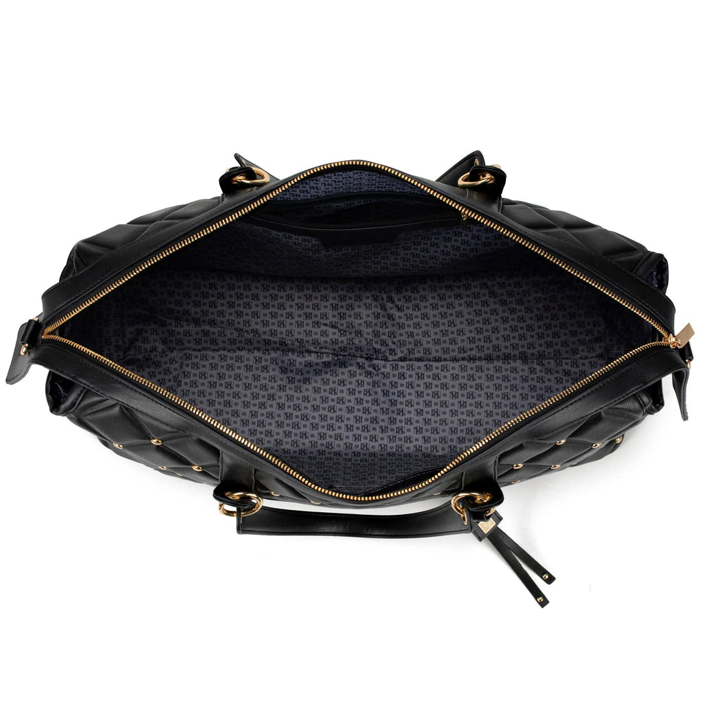 Diamond Quilted Vegan Leather Weekender Tote Bag Travellty