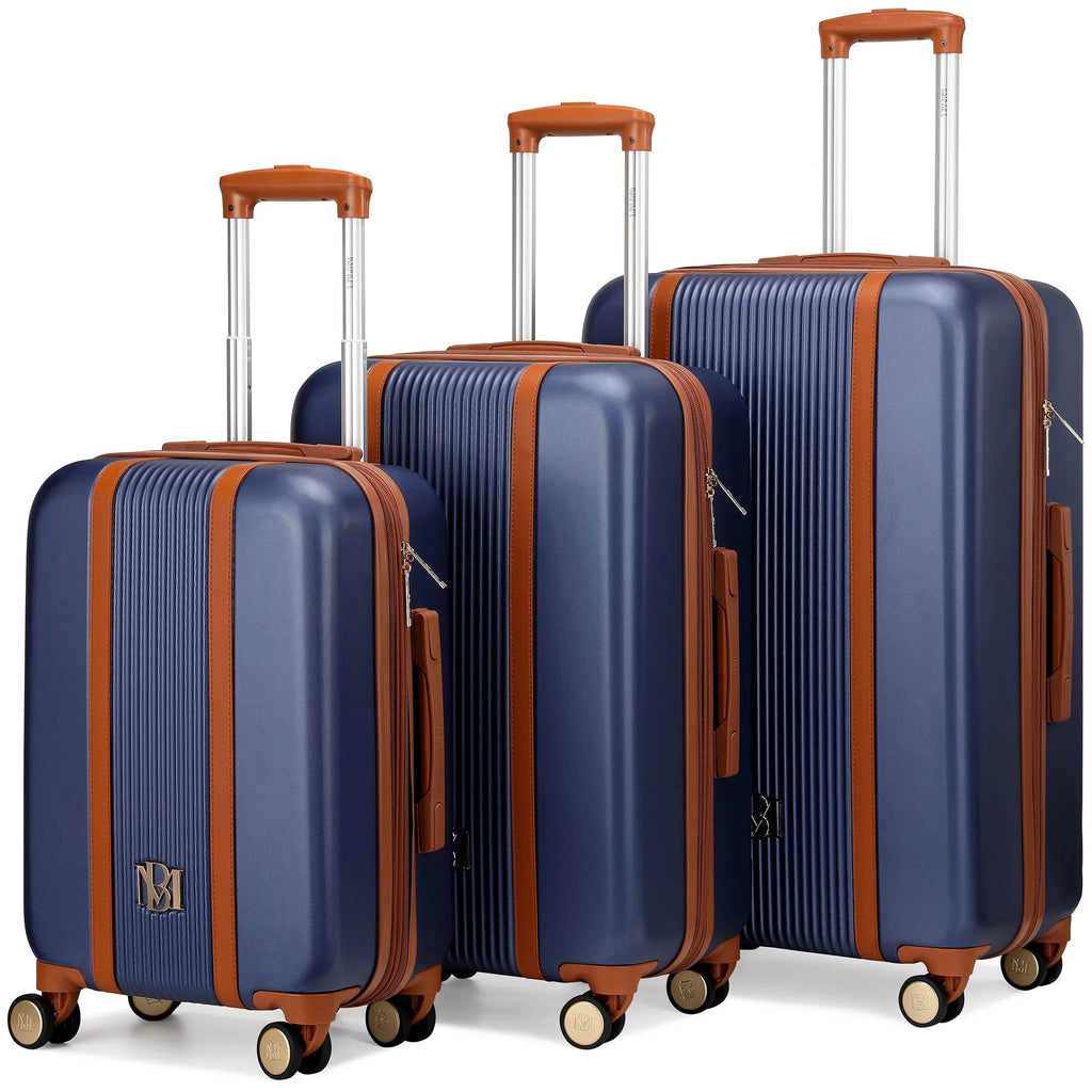 Mia 3 Piece Expandable Retro Luggage Set Travellty
