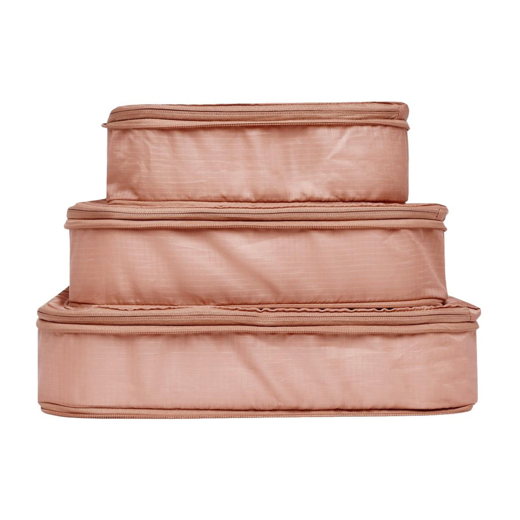 Re-cycled and Reinforced Nylon Compression Packing Cubes, 3-pack Pink/Blush Bag-all