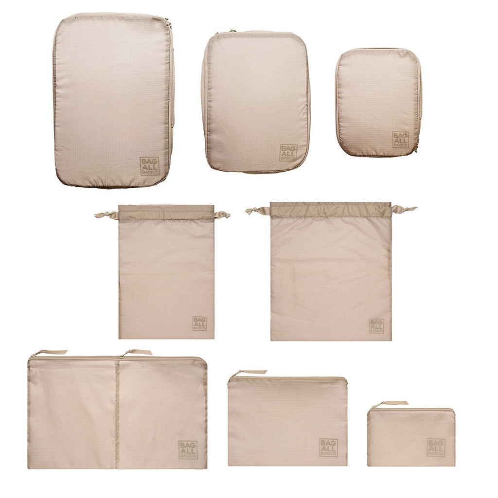 Compression Cubes & Packing Bags Set, 8-pack, Taupe Bag-all