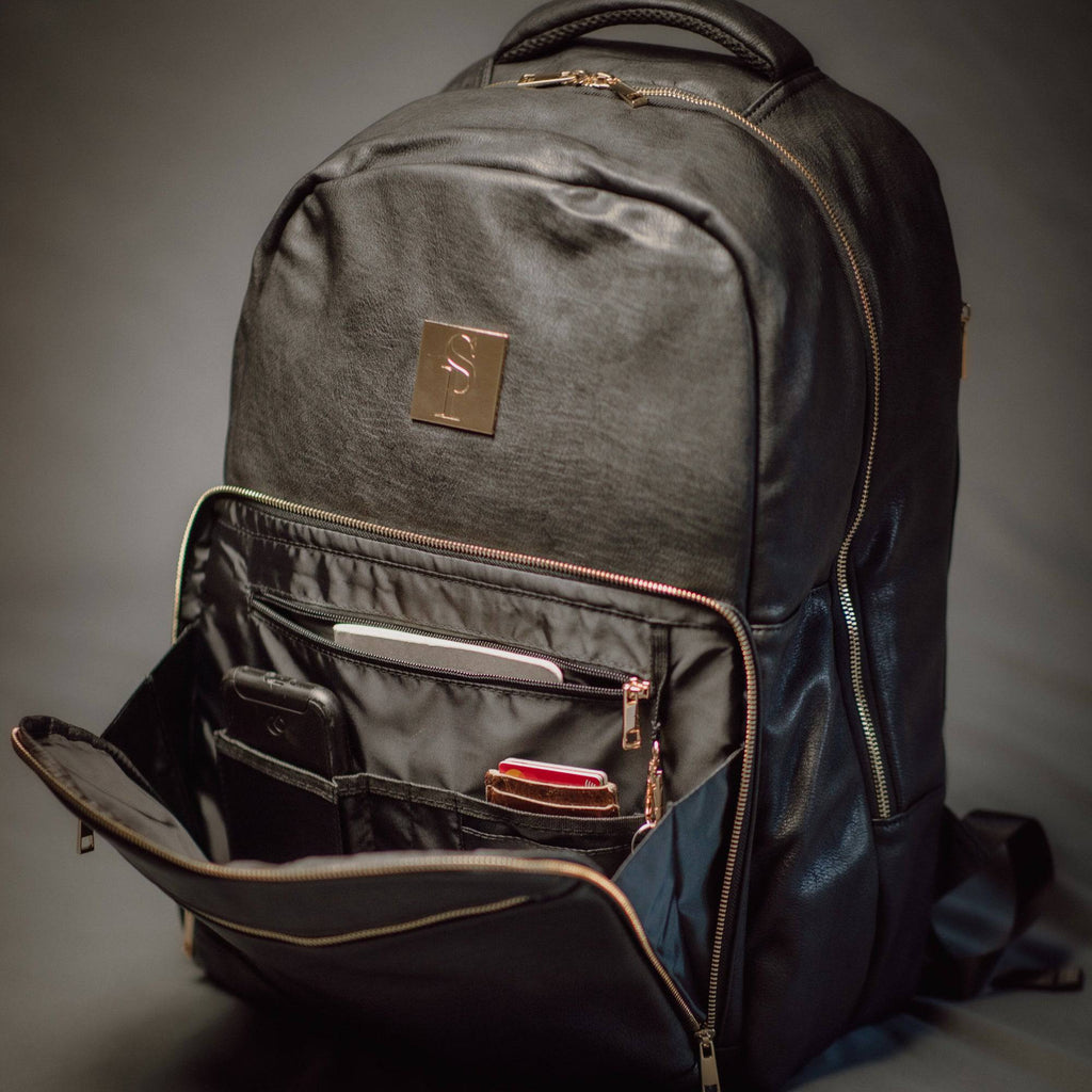 Black Leather Daily Commuter Bag XL Sole Premise