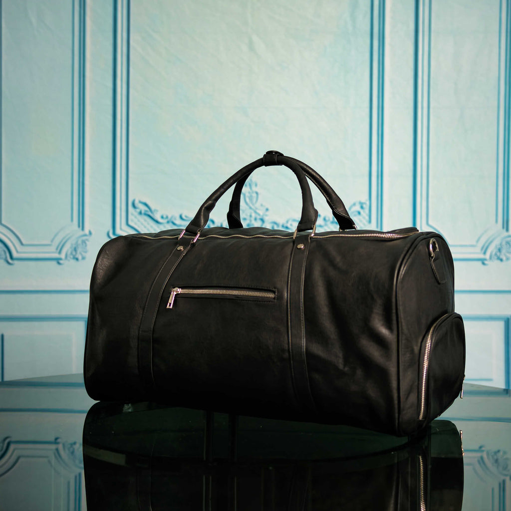 Black Leather Duffle Bag Sole Premise