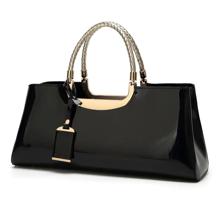 Fashionable Glossy Patent Leather Handbag for Brides Trendy Attic Store01