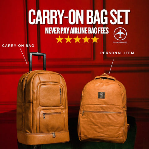 Brown Leather Roller Carry-on Set Sole Premise