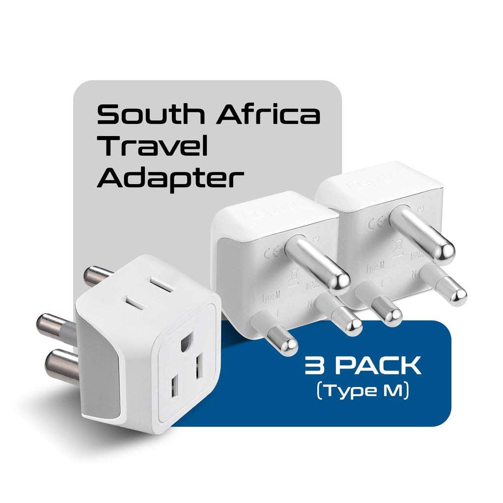 South Africa Travel Adapter - Type M - Ultra Compact (CT-10L, 3 Pack) Ceptics