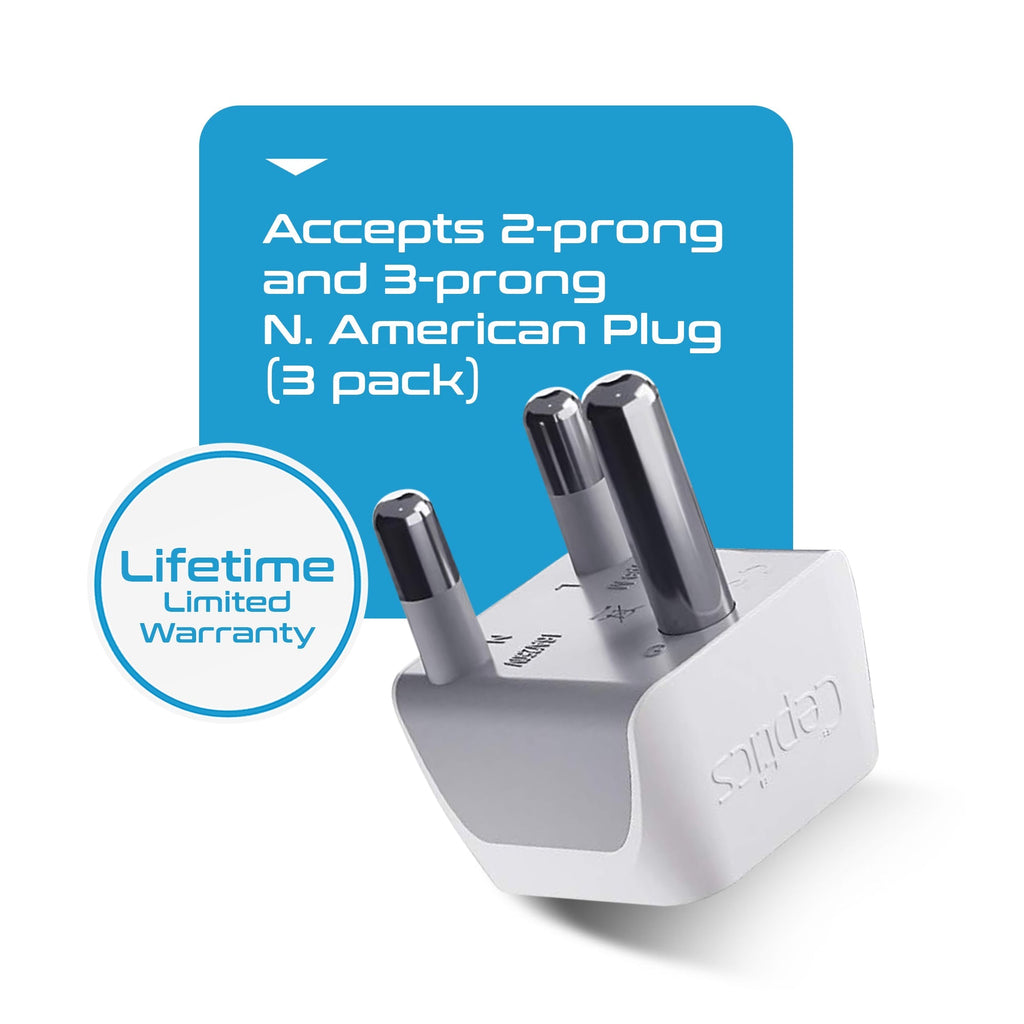 South Africa Travel Adapter - Type M - Ultra Compact (CT-10L, 3 Pack) Ceptics